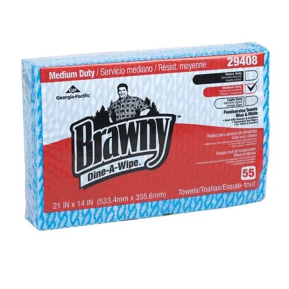 Brawny Dine-a-wipe Towels, 14 X 21, Blue/white, Hydroknit, GPC29408 Medium